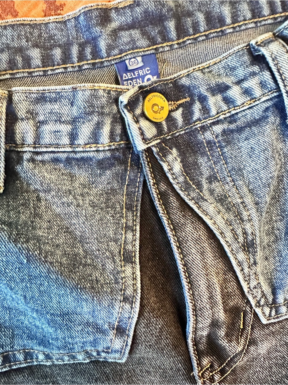 Y2K Delfric Eden Colorblock Panel Jeans – Size 36 - Picture 2 of 6
